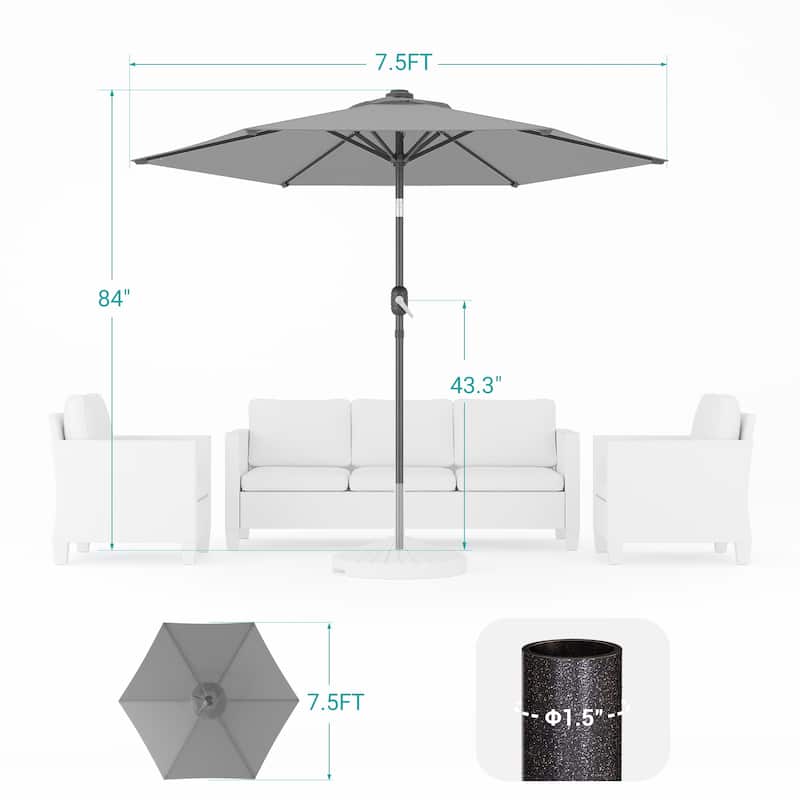 Bonosuki 7.5-foot Waterproof Sunshade Canopy Patio Umbrella