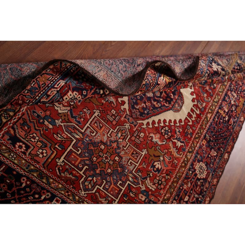 Tribal Geometric Red Gharajeh Persian Area Rug Handmade Wool Carpet - 4'11"x 6'4"