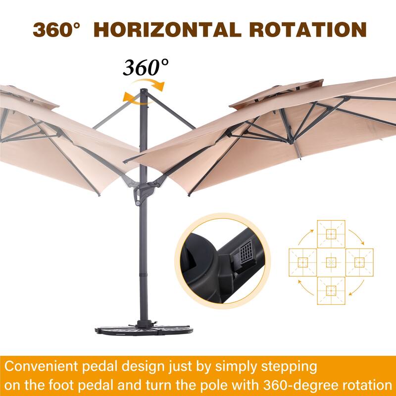 10-foot Aluminum Offset Cantilever Umbrella with 360-degree Rotation