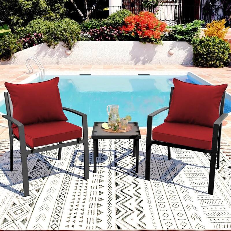 24x24 in Outdoor Deep Seat Cushion Set, Waterproof Fade Resistant, 4in Thickened Foam, Removable Cover, Adjustable Straps