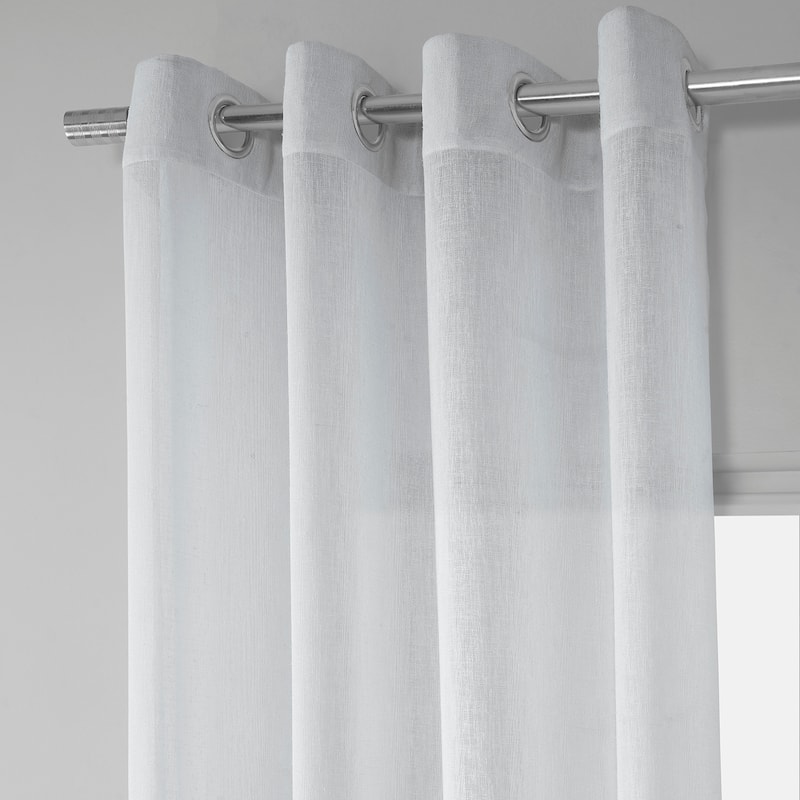 Exclusive Fabrics Grommet Solid Faux-linen Sheer Curtain (1 Panel)