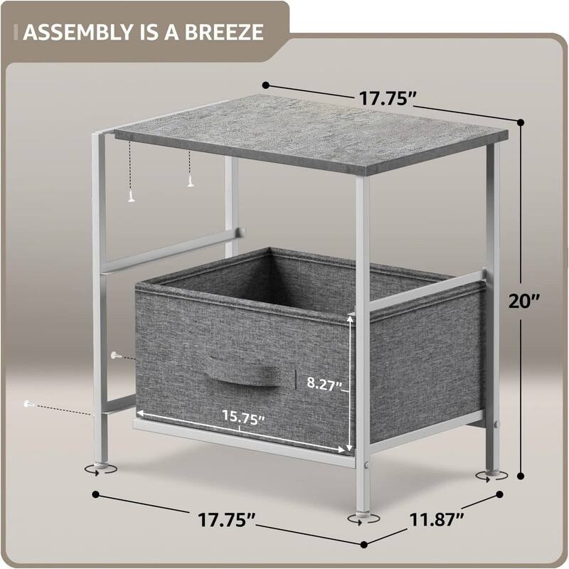 Nightstand with 2 Drawers