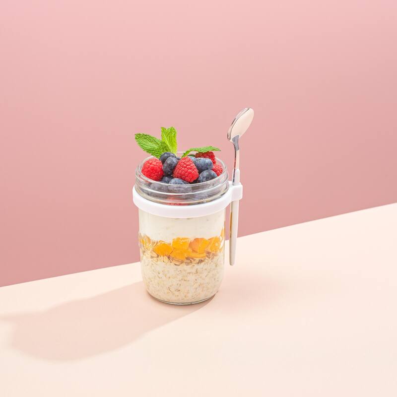Dawn Glass Overnight Oats Containers with Spoons - Set of 3