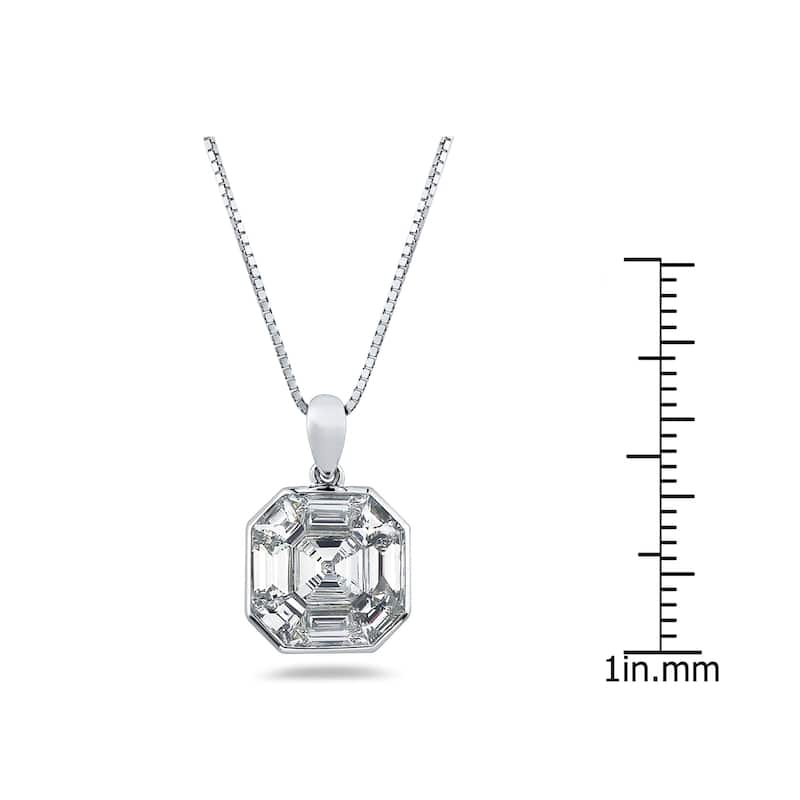 Auriya 3/4ctw Asscher-Cut Diamond Necklace 14-karat White Gold (G-H, VS1-VS2)