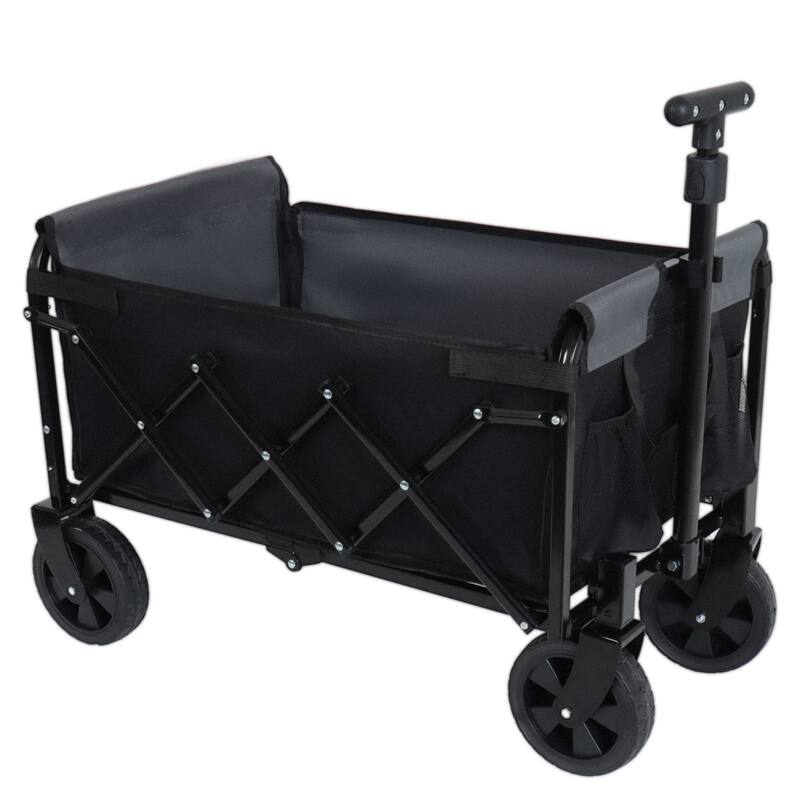 All-In-One Convertible Folding Camping Wagon Cart: Bench Seat, Storage Compartment & Included Dog Tether