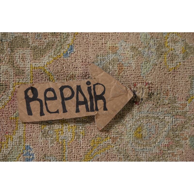 Hand Knotted Oriental 100% Wool Carpet Traditional Floral Pink Mashad Area Rug - 13' 0'' X 9' 6''