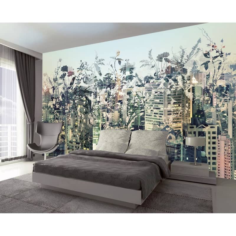 GK Wall Design Abstract Floral Pastel Cityscape Rustic Removable Wallpaper