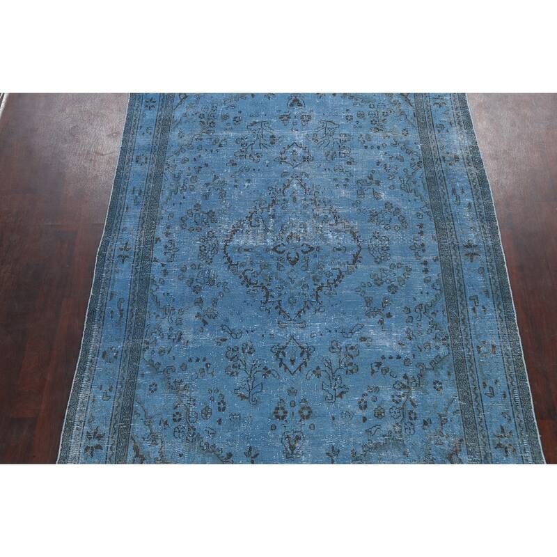 Over-Dye Floral Hamedan Persian Area Rug Wool Handmade Carpet - 6'8" x 9'6"