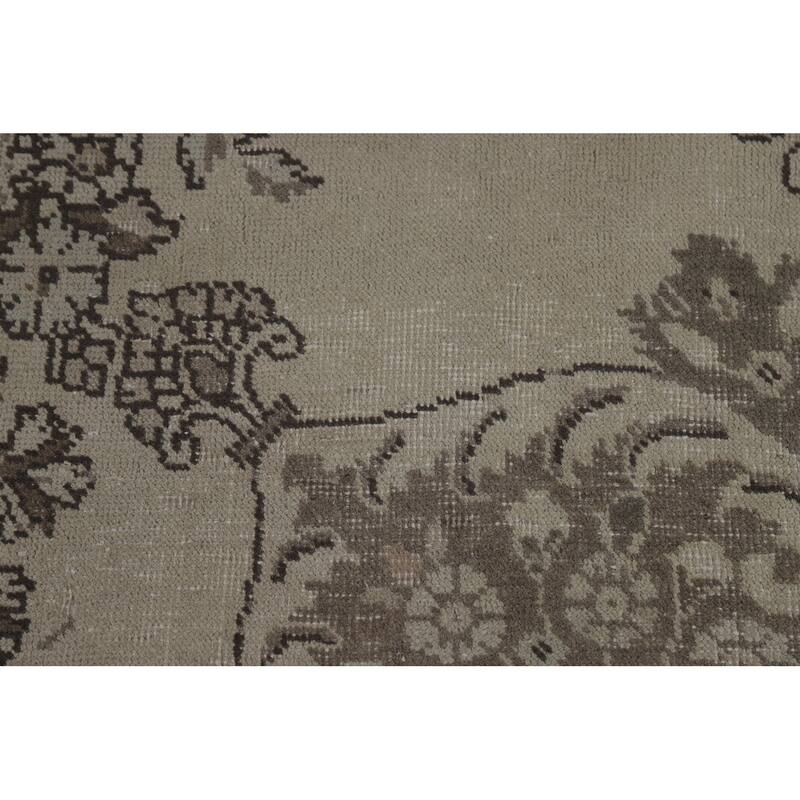 Tabriz Persian Vintage Area Rug Hand-Knotted Beige Wool Carpet - 9'6" x 13'4"