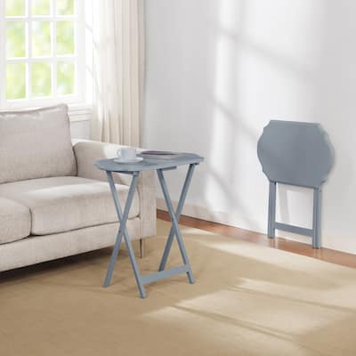 Foldable Snack Tray Tables with Routed Edge - 26.25" - Gray - Set of 2