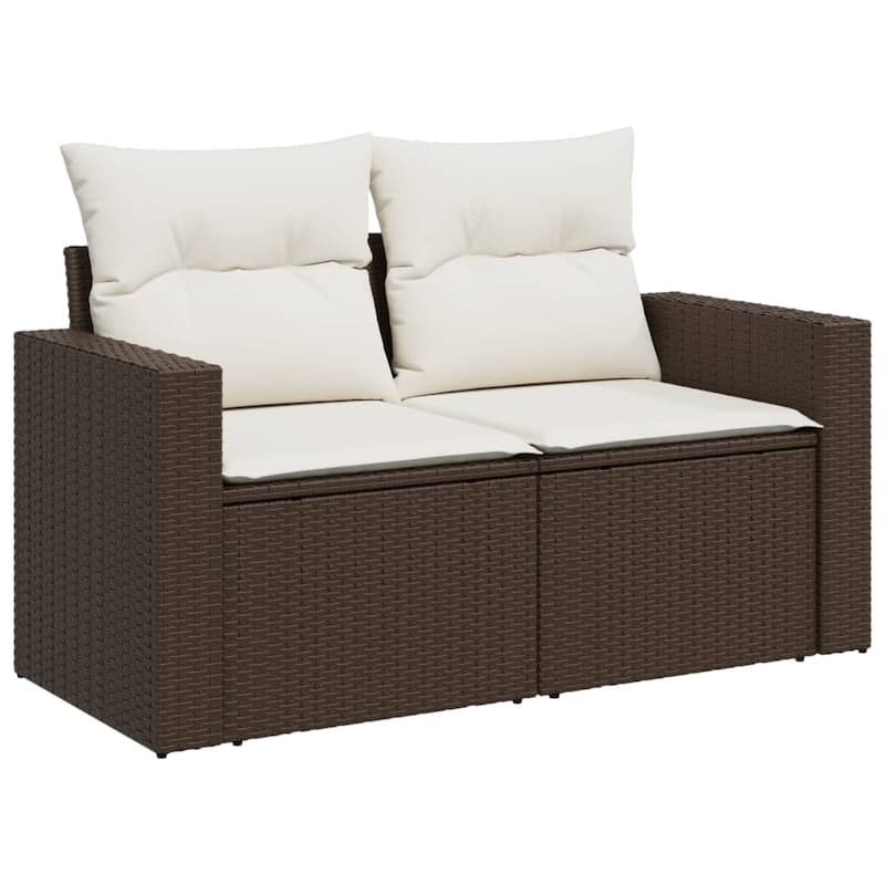 vidaXL Patio Sofa Set with Cushions Outdoor Furniture 7 Piece Poly Rattan - 21.7 x 39.4 x 28.7