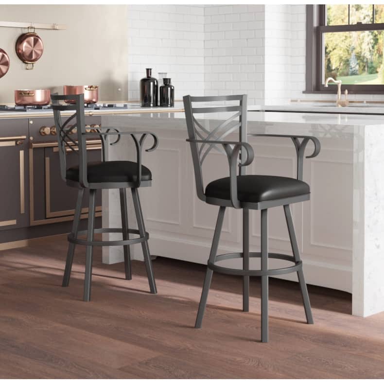 Tempo Furniture Rebecca w/ Arms Swivel 26" Counterstool/30" Barstool by Furnish Theory