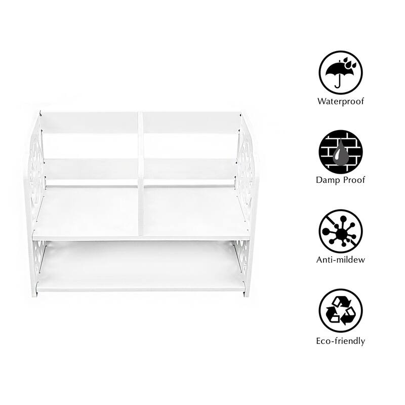 3 Compartment Wood Plastic Composite Desk Organizer Book Shelf Organizer Cookie Rack