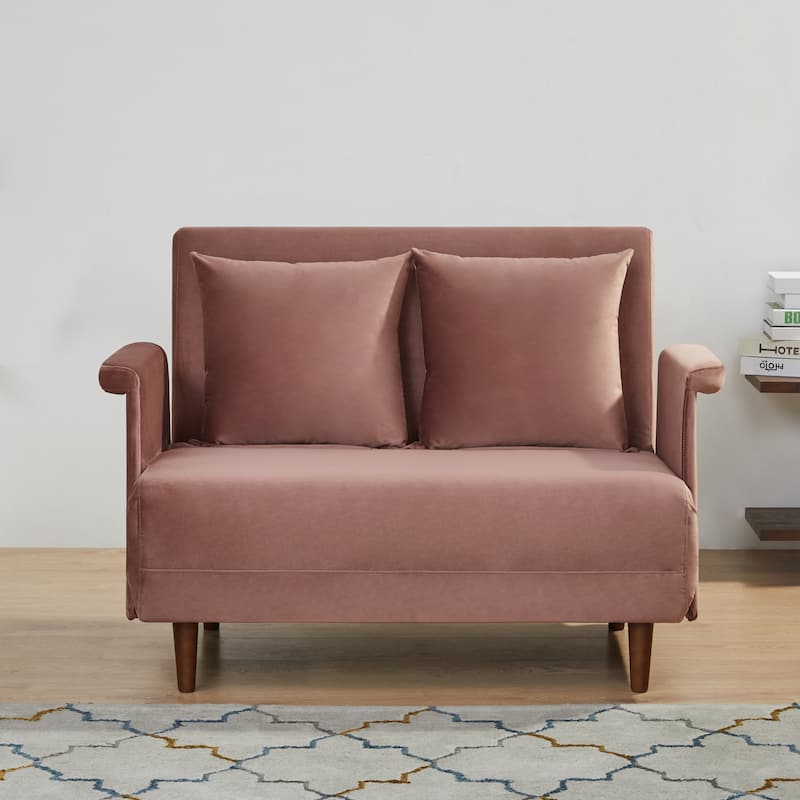 Artdeco Home - Boston & Cypress Convertible Futon Chair - Velvet Blush - Twin