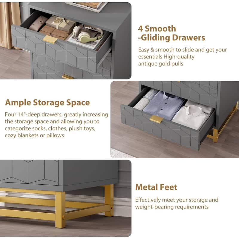 4 Drawer Dresser for Bedroom, Living Room, Entryway