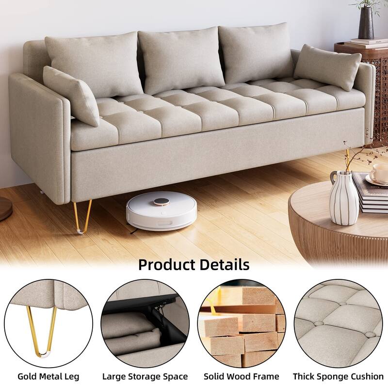 Modern Sofa - Linen Upholstery