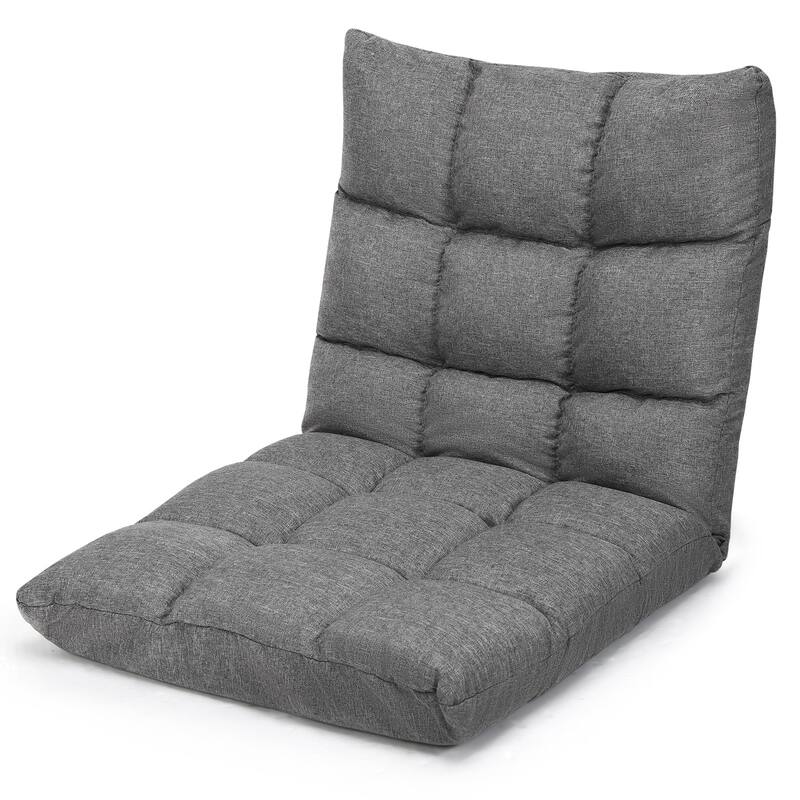 Gymax Adjustable 14-Position Floor Chair Folding Lazy Gaming Sofa - Grey - Medium