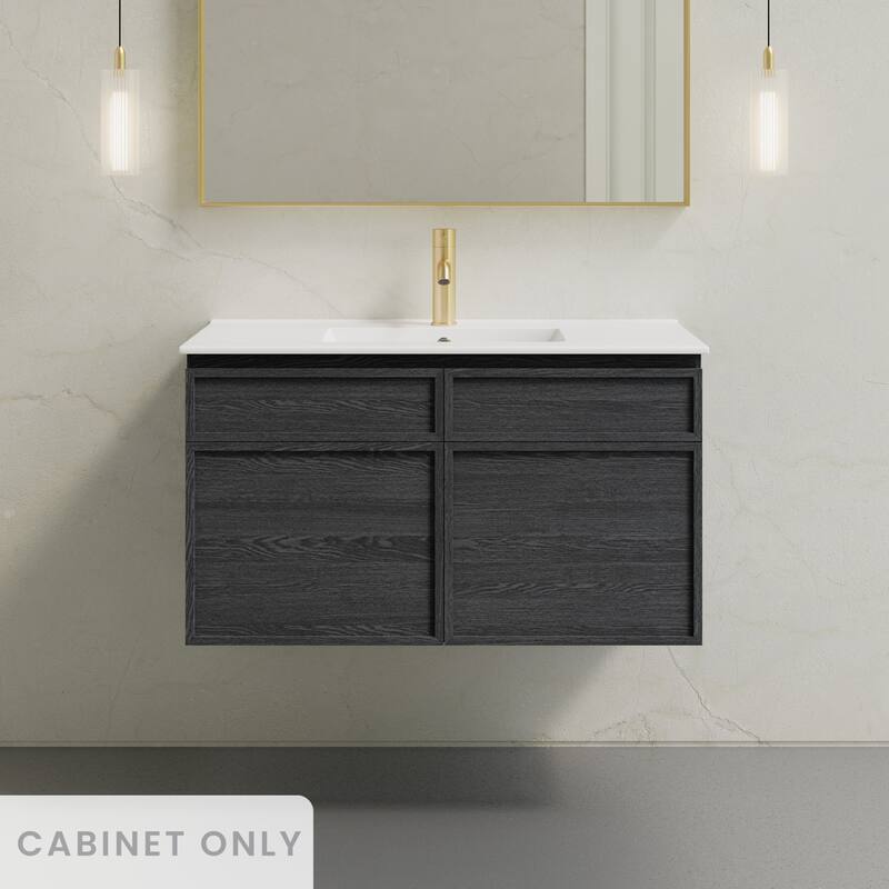 St. Tropez 36" Wall-Mounted Bathroom Vanity Cabinet Without Top In Black Oak - 36