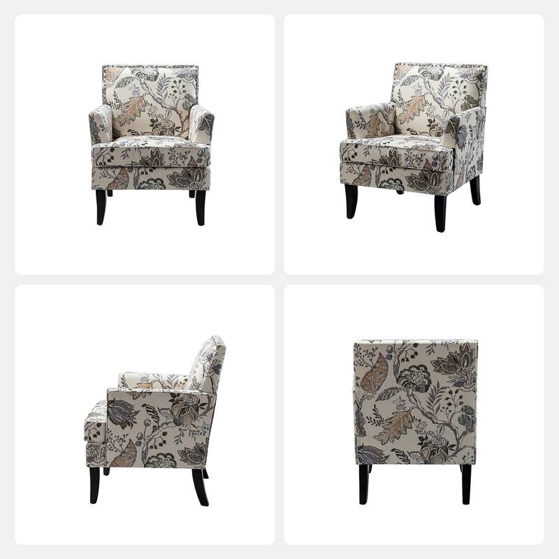 Akorda Classic Armchairs with Nailhead Trim and Solid Wood Legs Set of 2 by HULALA HOME