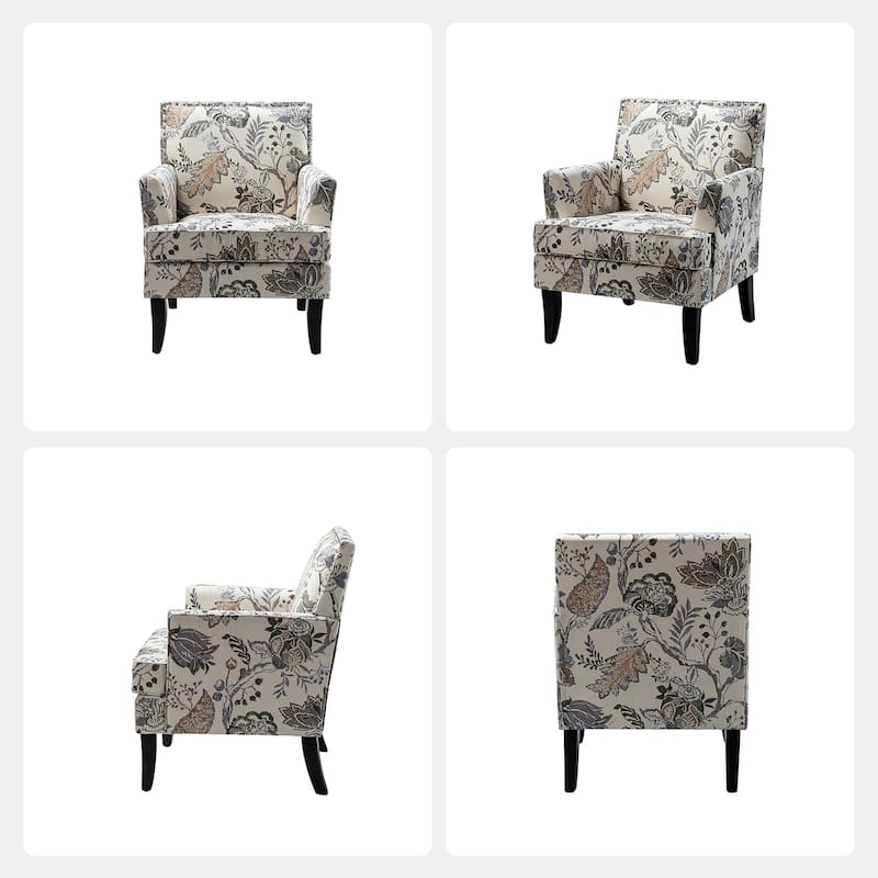 Akorda French Country Armchair with Nailhead Trim and Solid Wood Legs by HULALA HOME