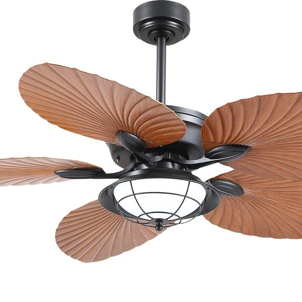 Kviflon 52 Inch Tropical Ceiling Fan with Light Palm Leaf Blades