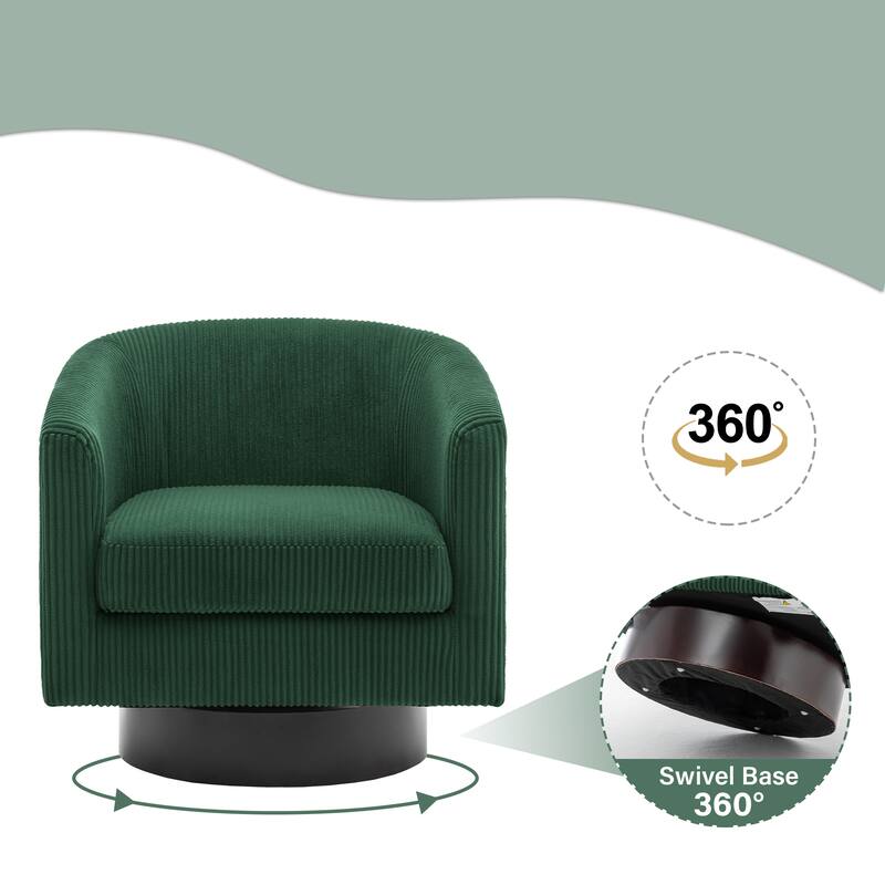Modern 360° Swivel Corduroy Accent Chair Barrel Armchair