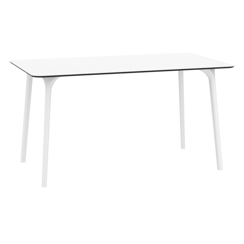 55" White Rectangular Laminated Top Outdoor Patio Dining Table