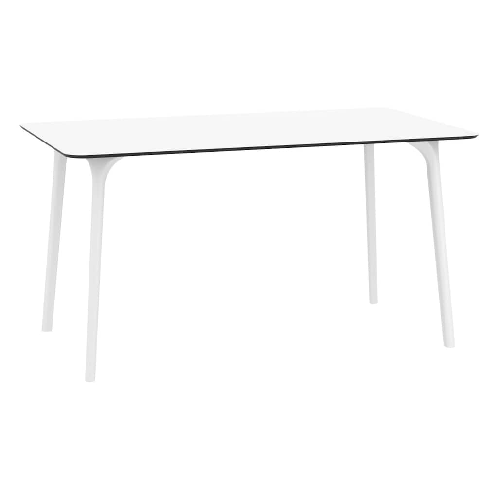 55" White Rectangular Laminated Top Outdoor Patio Dining Table