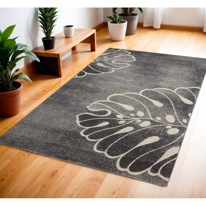Fuze Power Loomed Modern Stain Resistant Area Rug By HomeRoots - 70' X '46' X '0.5 - 70' X '46' X '0.5 - Black - Rectangle