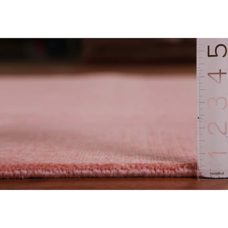 Hand Knotted Oriental 100% Wool Carpet Modern Solid Pink Gabbeh Area Rug - 9' 2'' X 6' 1''