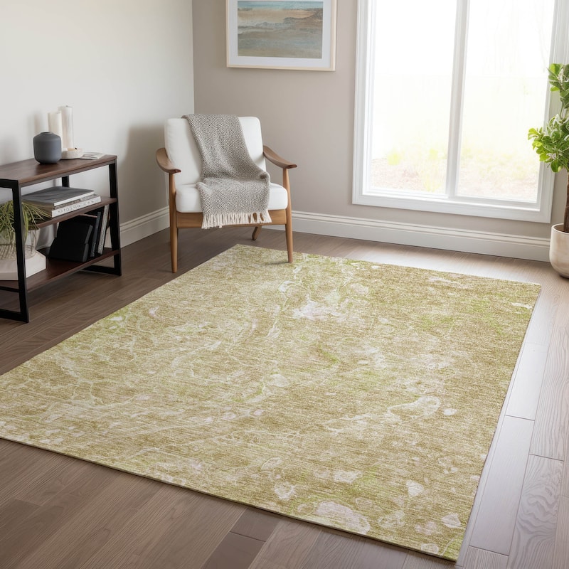 Machine Washable Indoor/ Outdoor Chantille Abstract Watercolor Rug - Beige - 8' x 10'