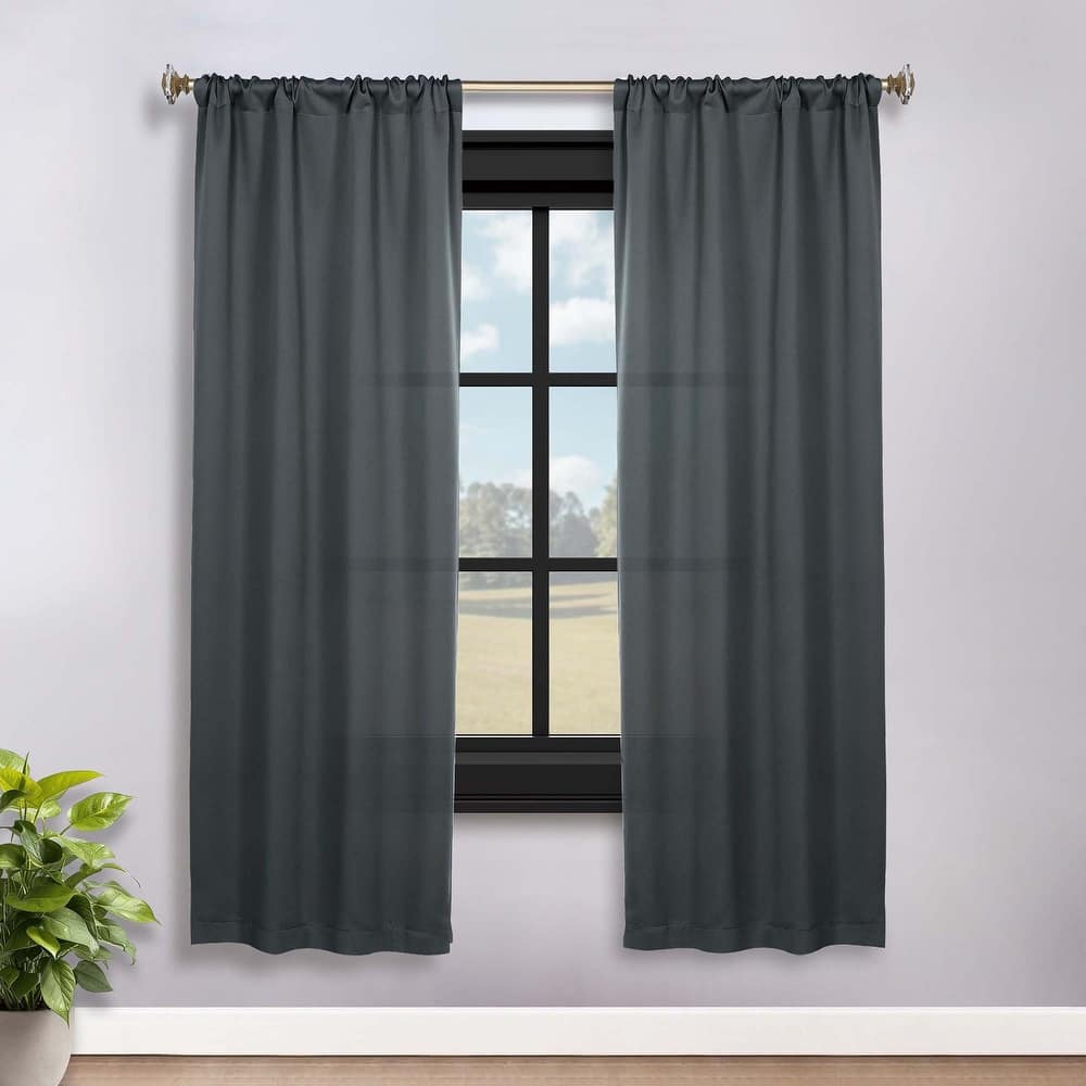 Superior Solid Machine Washable Room Darkening Semi-Blackout Curtains, Set of 2