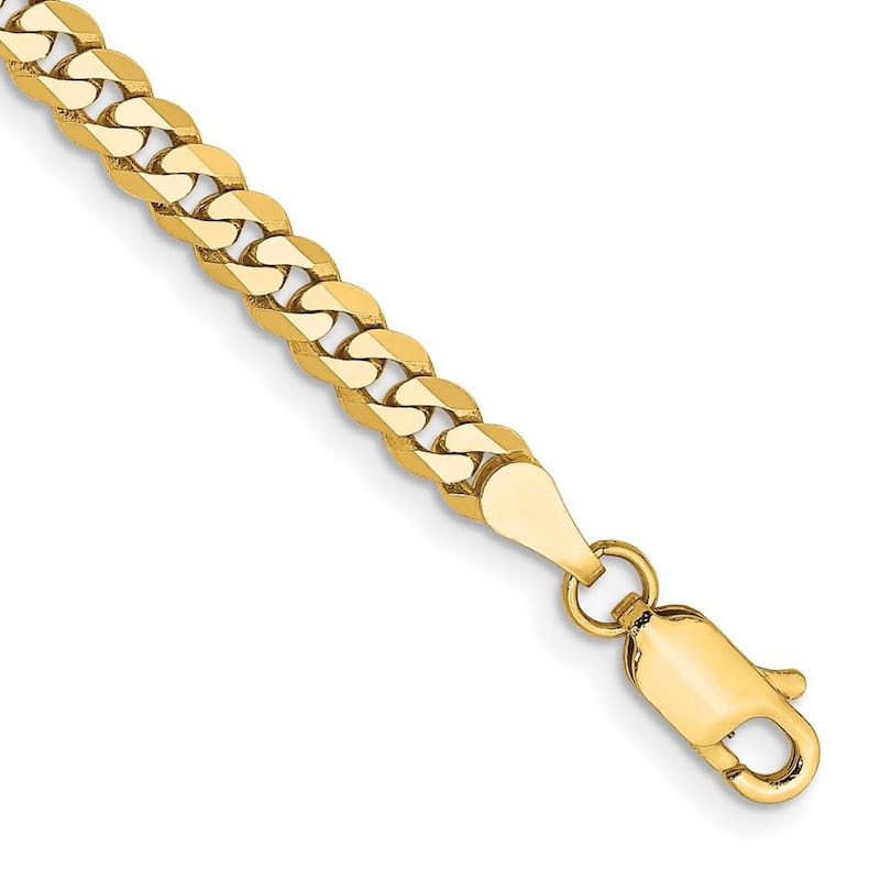 Curata 10k Yellow Gold 3.9mm Flat Beveled Curb Chain Bracelet