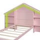 preview thumbnail 35 of 35, House Shaped Platform Bed with Built-in LED Lights Wood Platform Bed Frame with Storage Headboard & Shelves, Easy Assembly