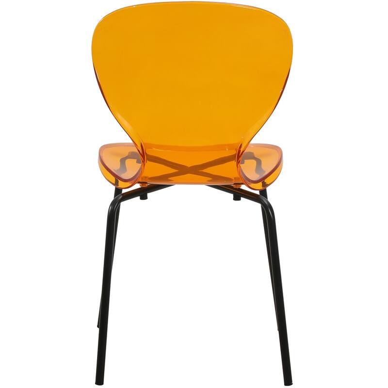 Stackable Plastic Dining Chair Set of 4 Transparent Modern Accent Side Chair for Indoor and Outdoor