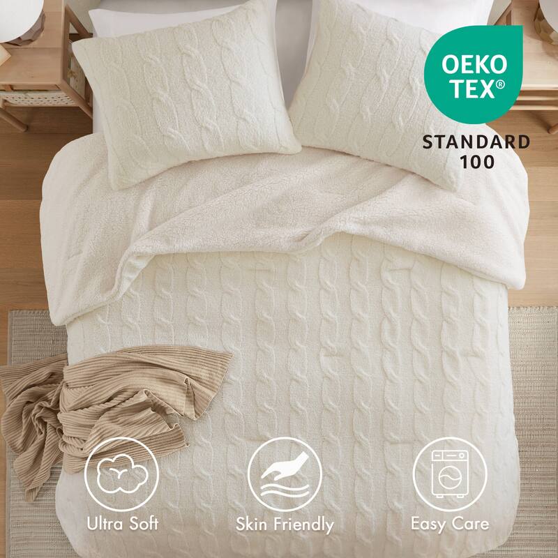 Madison Park Riordan Cable Knit Chenille Comforter Set