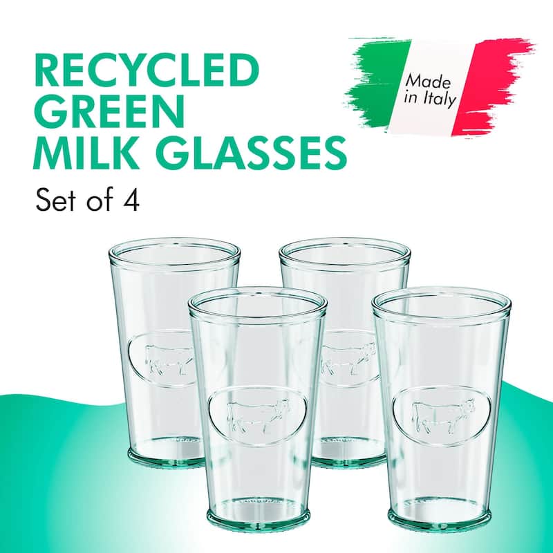 Amici Home Vintage Farmhouse Embossed Milk Cow Glass Tumblers Set