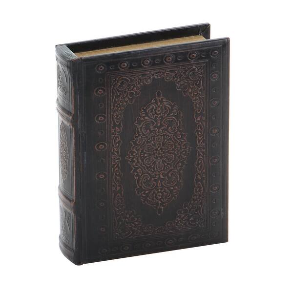 Dark Brown Wooden Faux Storage Book Decorative Box with Faux  display picture 3