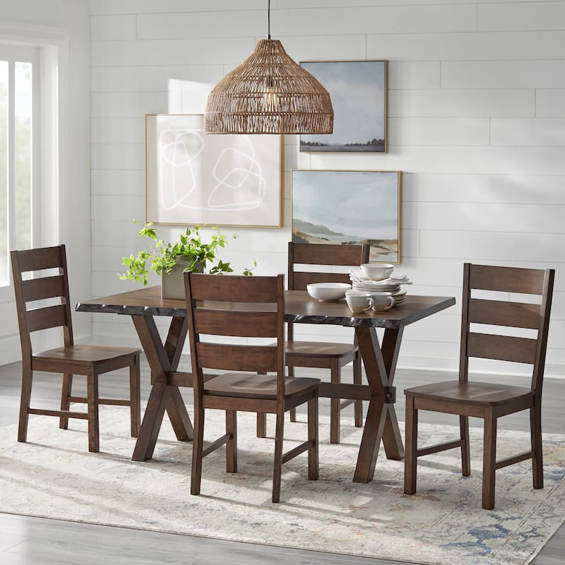 Simple Living Mandeville Live Edge Solid Wood Walnut Dining Table