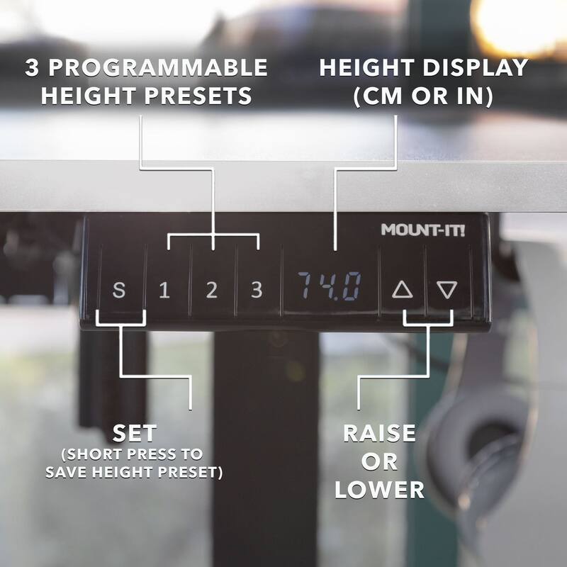 Mount-It! XL 75"W Electric Corner Adjustable Standing Desk, White/Black (MI-15026)