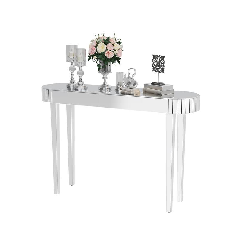 Modern Glass Mirror Surrounded Console Table - 47.2" W x 12.6" D x 31.5" H