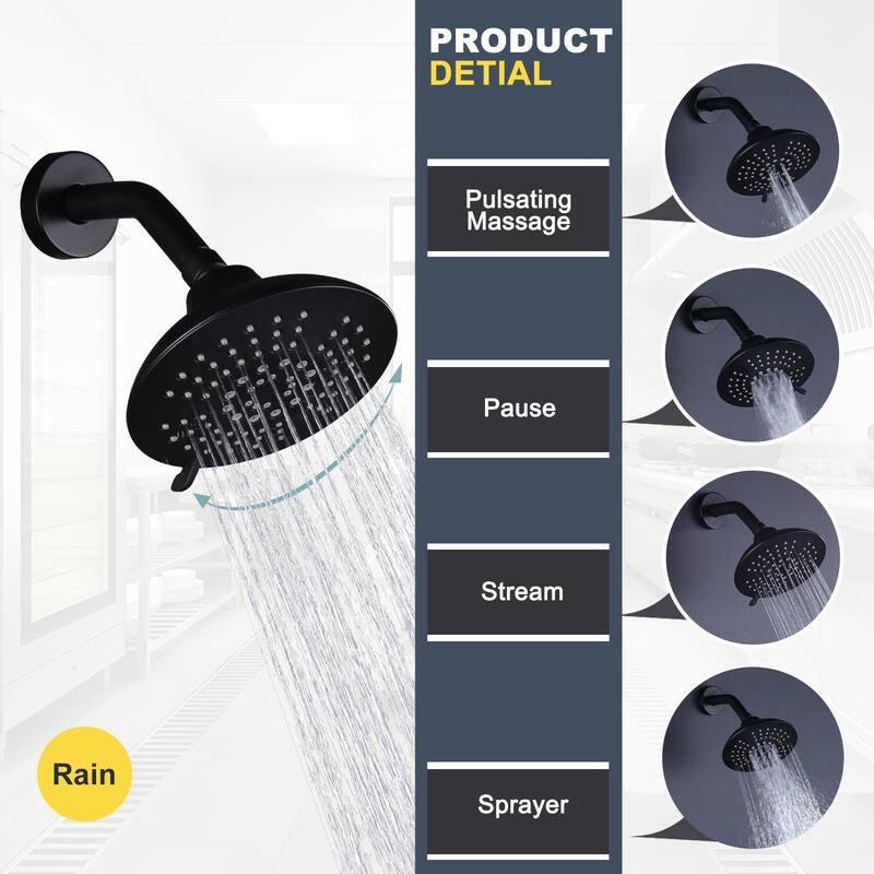 WOWOW 5-Patterns Wall Mount Shower Faucet with Valve
