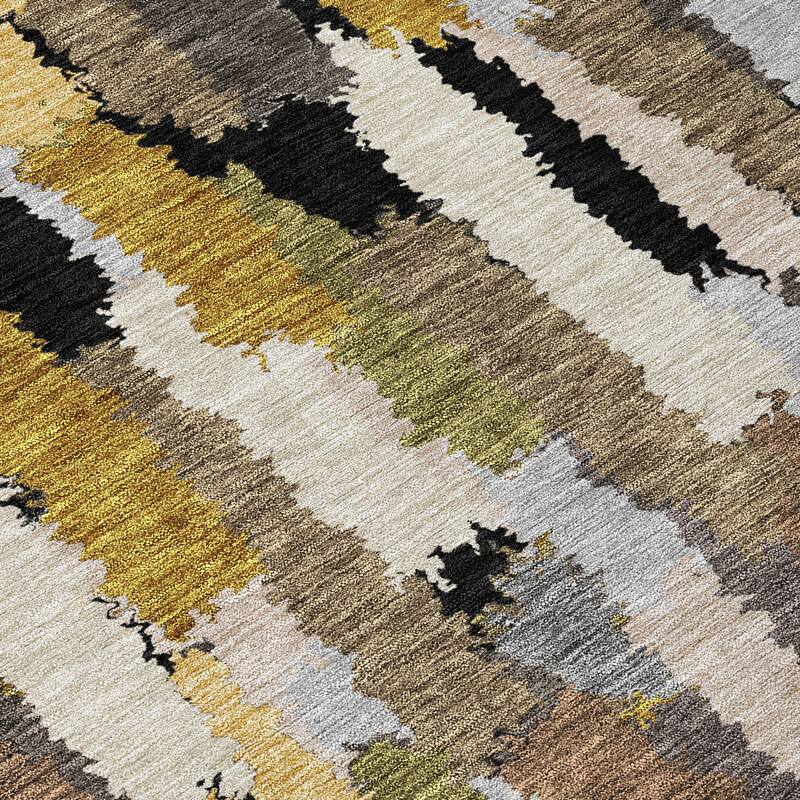 Machine Washable Indoor/ Outdoor Contemporary Stacks Chantille Rug