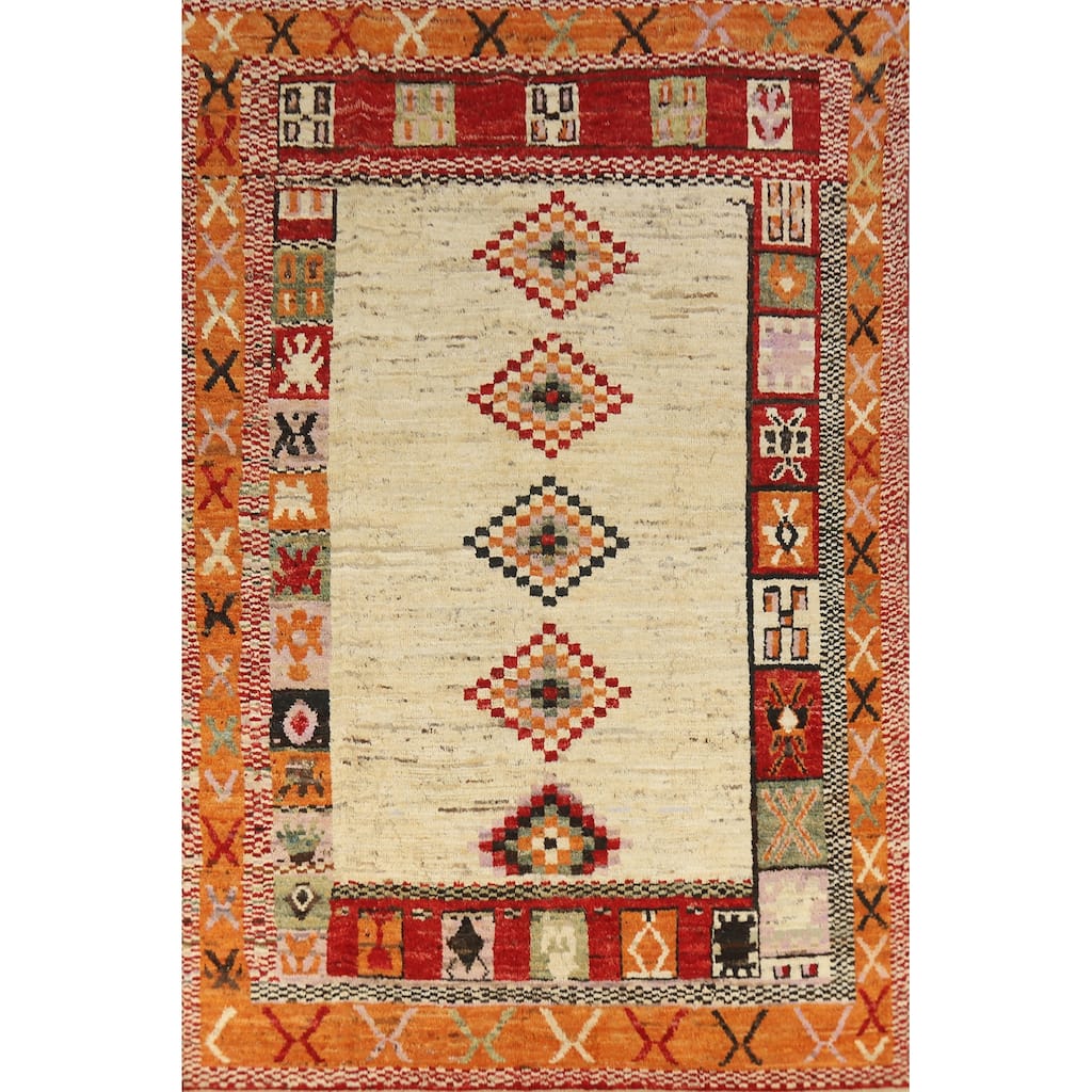 Geometric Moroccan Oriental Area Rug Handmade Wool Carpet - 6'11" x 9'7"