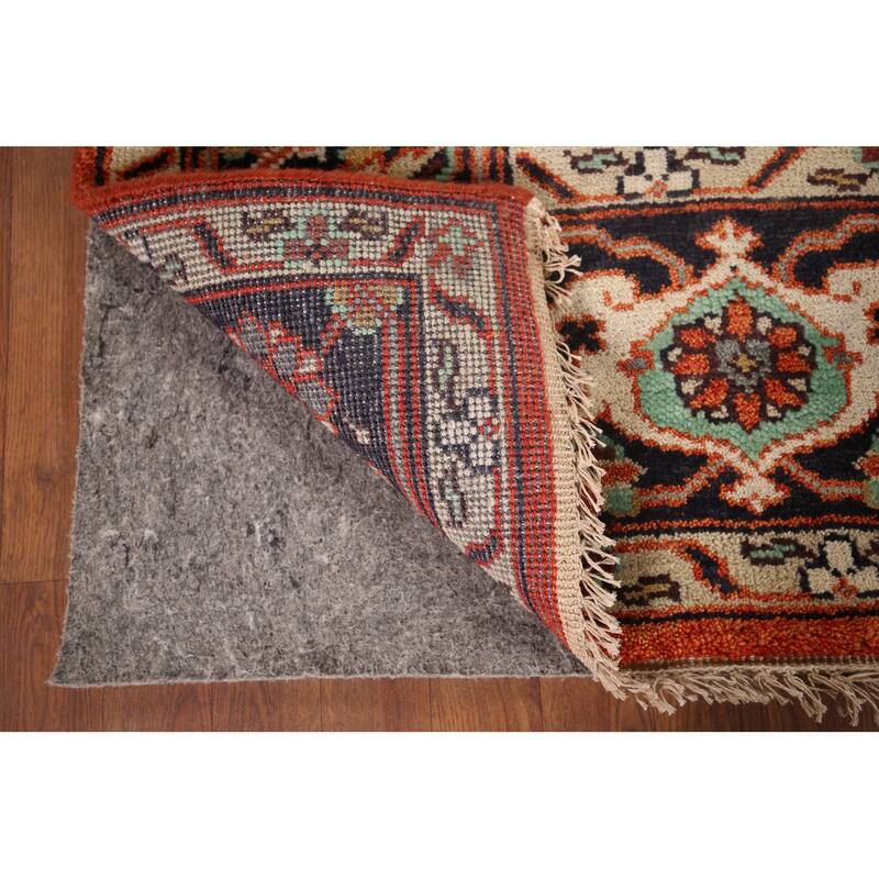 Orange Geometric Heriz Serapi Indian Area Rug Hand-Knotted Wool Carpet - 8'0"x 10'1"