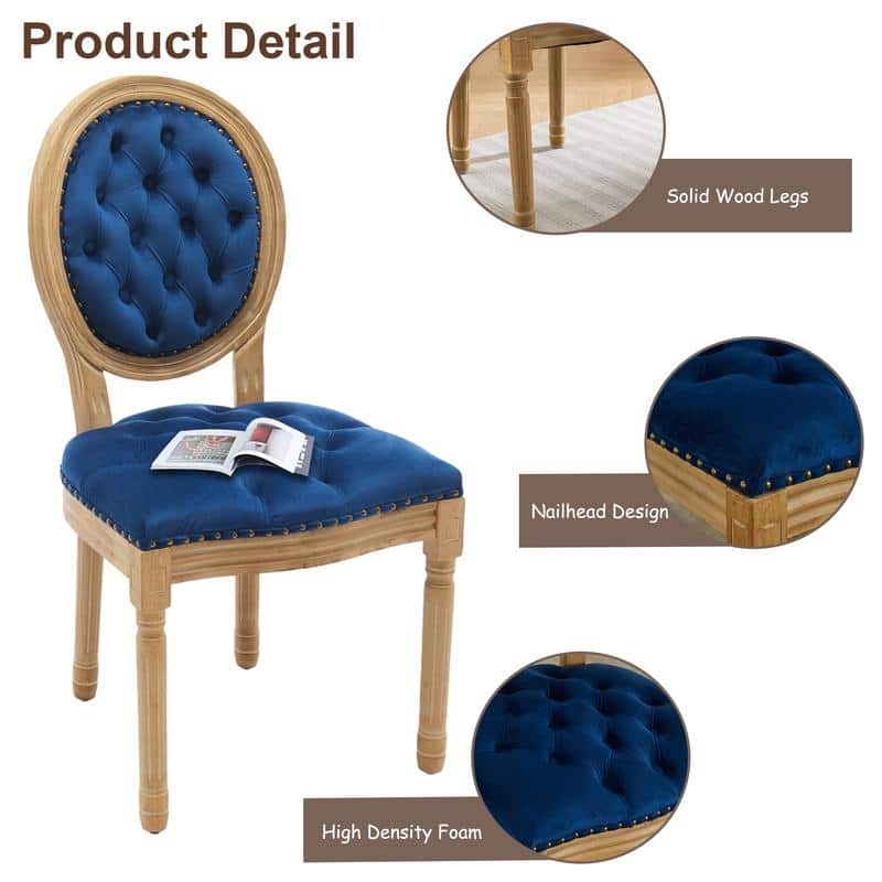 French Style Solid Wood Dining Chair with Nailhead Set of 6