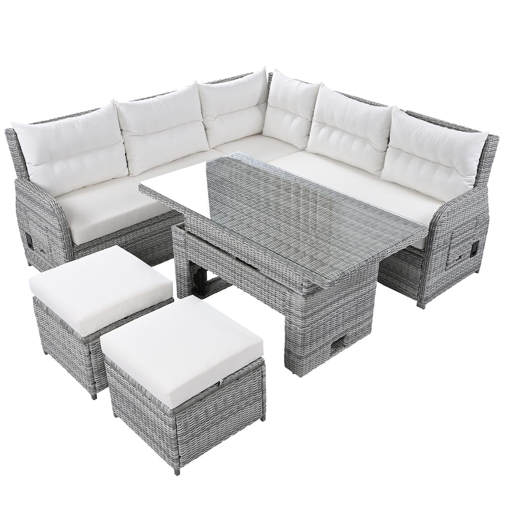 Patio Rattan Furniture Set Beige