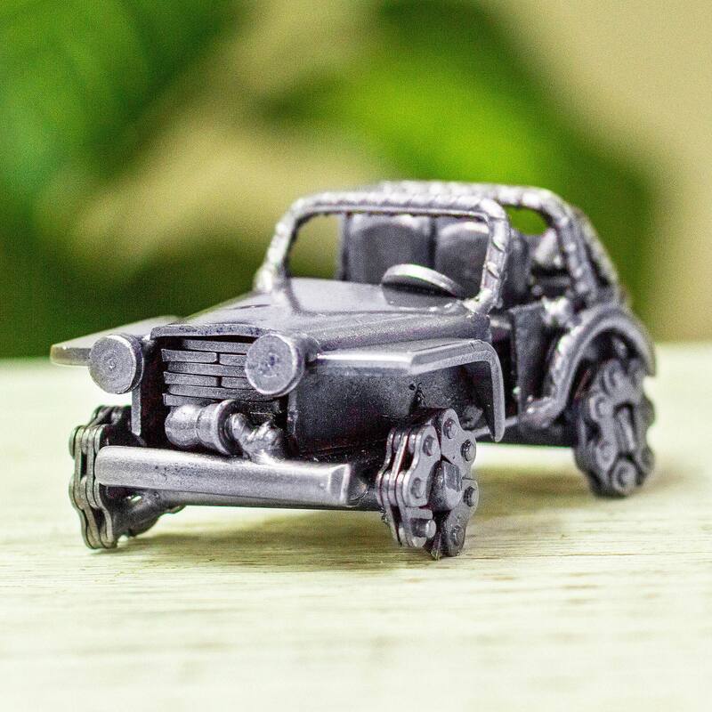 Novica Handmade Mini Rustic Jeep Recycled Auto Parts Figurine