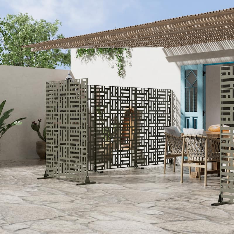 Dovelina 6ft.Outdoor Freestanding Metal Privacy Screen Decorative Garden Fence - 72"x47"