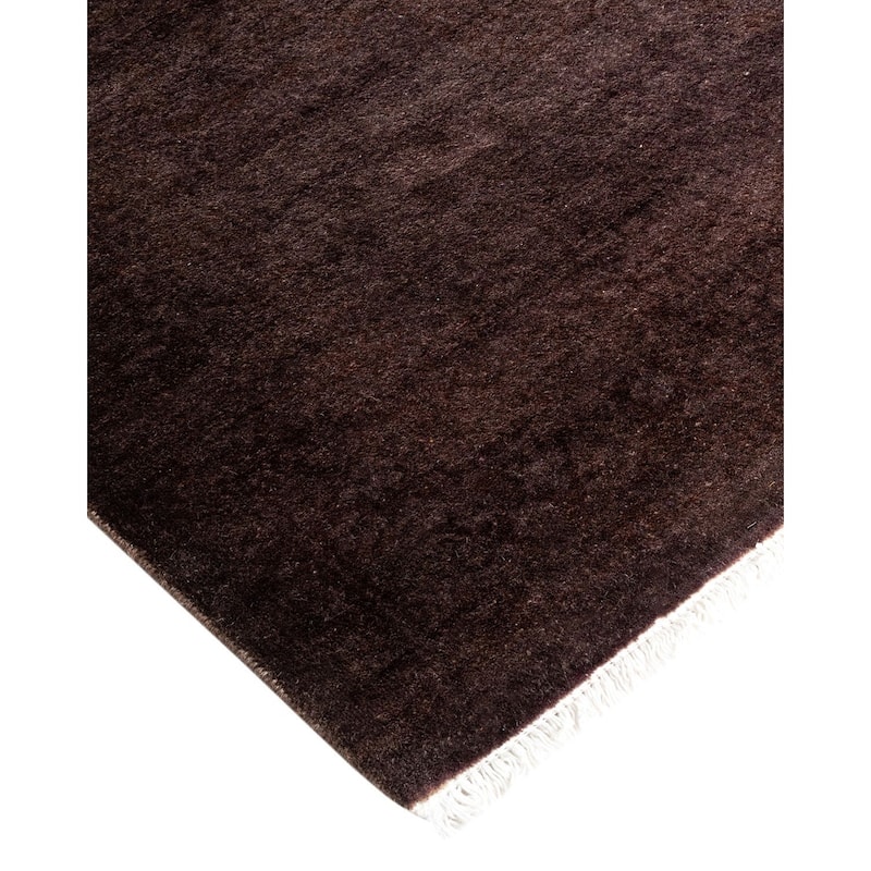 Overton Hand Knotted Wool Vintage Inspired Modern Contemporary Overdyed Brown Area Rug - 8' 4" x 10' 2"